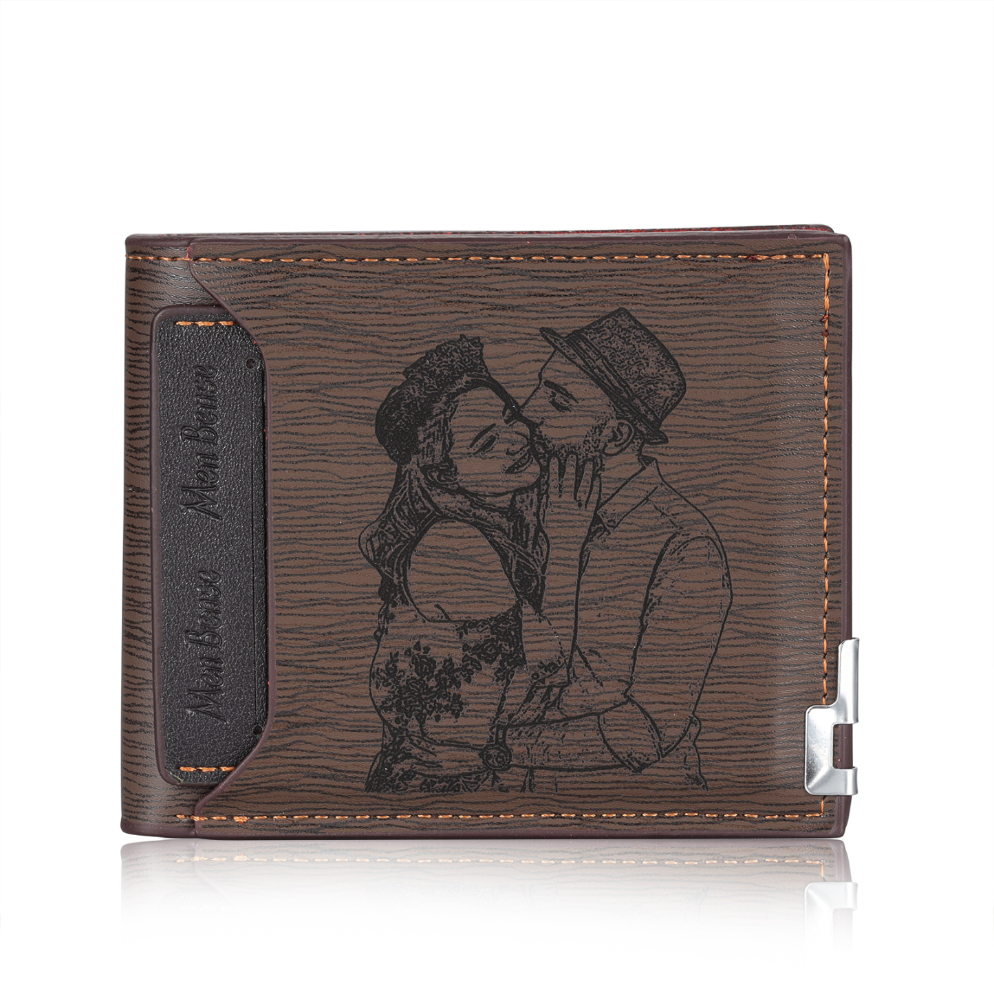 Men Photo Wallet Personalized Letter&Name Wallet Brown Color with Photo Wallet Card Christmas Wallet Gift Set For Him