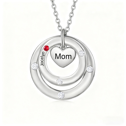 Personalized Women's Birthstone Necklace with 1 Name & 1 Birthstone & 1 Text Design Gift for Her | Lorajewel