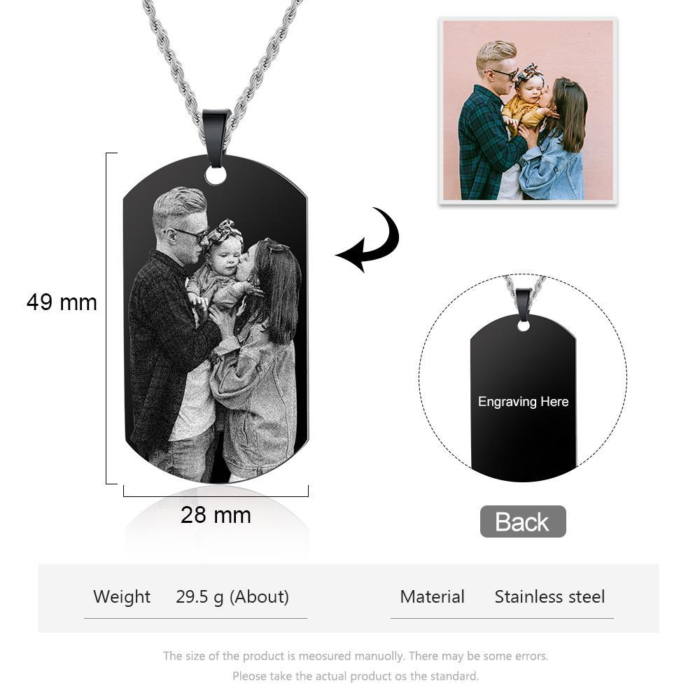 Custom Photo Tag Necklace with Calendar Personalized Gift For Him
