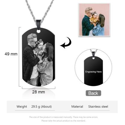 Custom Photo Tag Necklace with Calendar Personalized Gift For Him