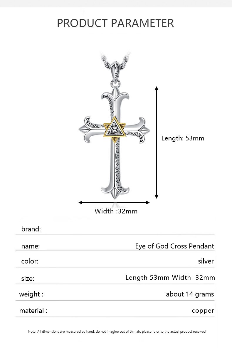 Men's Necklace Eye of God Cross Pendant Necklaces Valentine's Day Birthday Gifts for Him