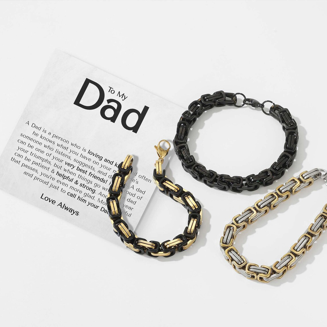 To My Dad Love Always Cuban Link Bracelet Stainless Steel Bracelet Father's Day Gifts
