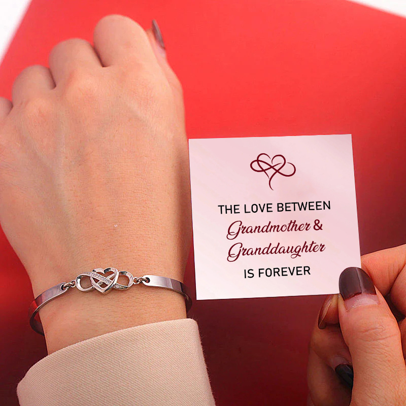 The Love Between Grandmother & Granddaughter Is Forever Infinite Heart Bangle Bracelet