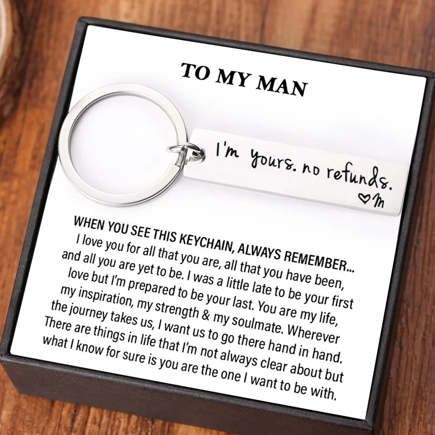 Funny Couple Keychain Personalized Initial Key Rings I'm yours. no refunds Funny Gift for Couple