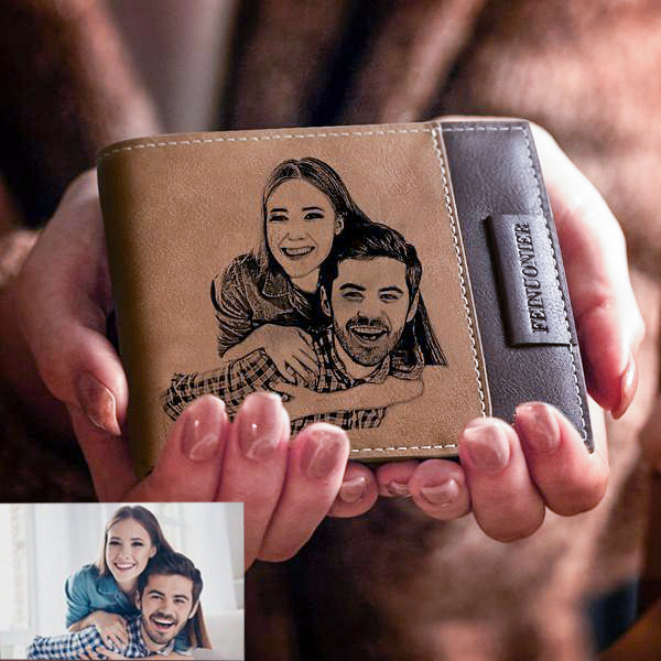 Personalized Men Photo Wallet Engraved Wallet Gifts for Him