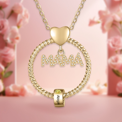 Collar con colgante de "MAMÁ" con 1 nombre Y 1 piedra de nacimiento personalizados | Jessemade
