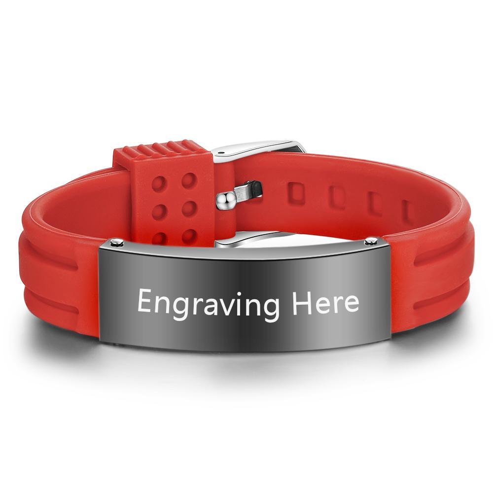 Engraved Medical Alert Bracelet Adjustable Silicone Waterproof Bracelet Women Men Personalized Emergency ID Wristband Multii Color