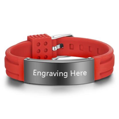 Engraved Medical Alert Bracelet Adjustable Silicone Waterproof Bracelet Women Men Personalized Emergency ID Wristband Multii Color