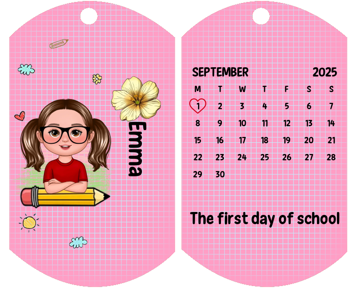 Custom Keyring with Name & Character abd Birth Flower – Personalized Back to school Gift for Kids | Jessemade