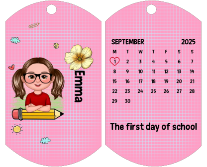 Custom Keyring with Name & Character abd Birth Flower – Personalized Back to school Gift for Kids | Jessemade