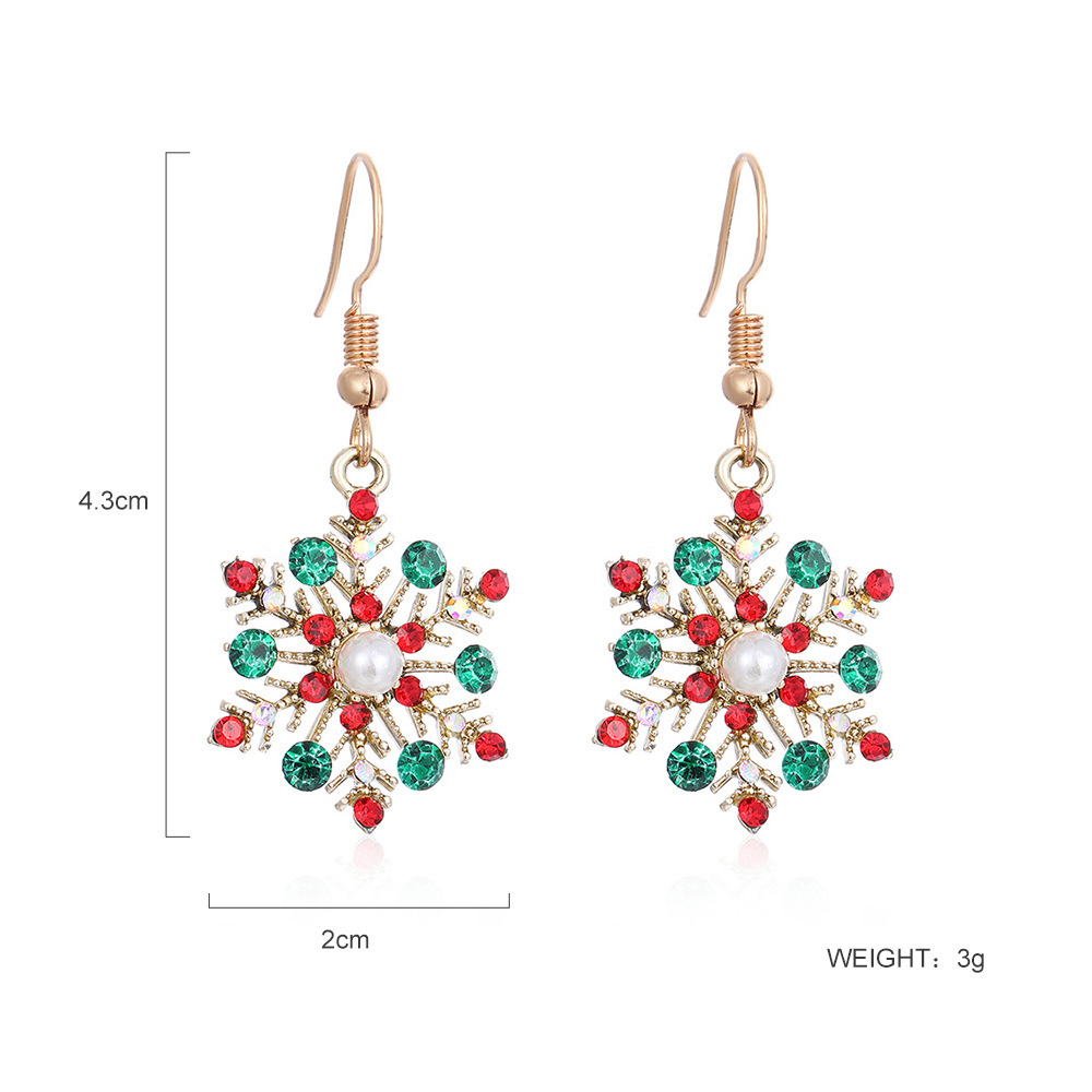 Christmas Snowflake Dangle Earrings Necklace Set Festive Holiday Gift for Women