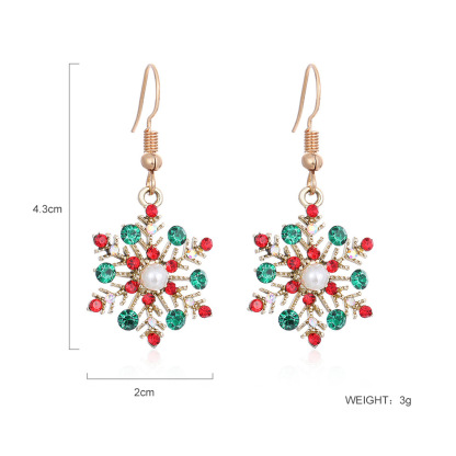 Christmas Snowflake Dangle Earrings Necklace Set Festive Holiday Gift for Women