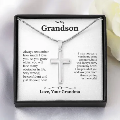 Confirmation Gift To My Grandson - S925 Cross Necklace "I'm proud of you" for Grandson