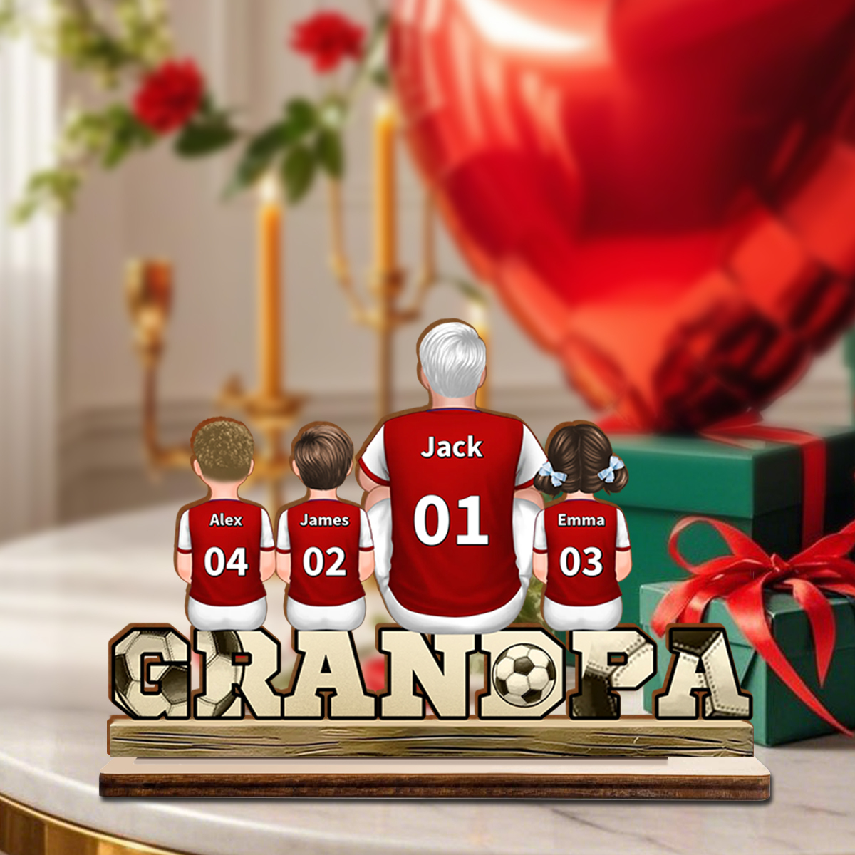 Personalized Soccer Grandpa Plaque with Grandkids' Names & Numbers | Lorajewel