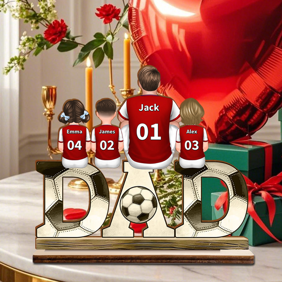 Perosnalized Football-Themed DAD Ornament - Custom Plaque Home Decoration for Father | Lorajewel