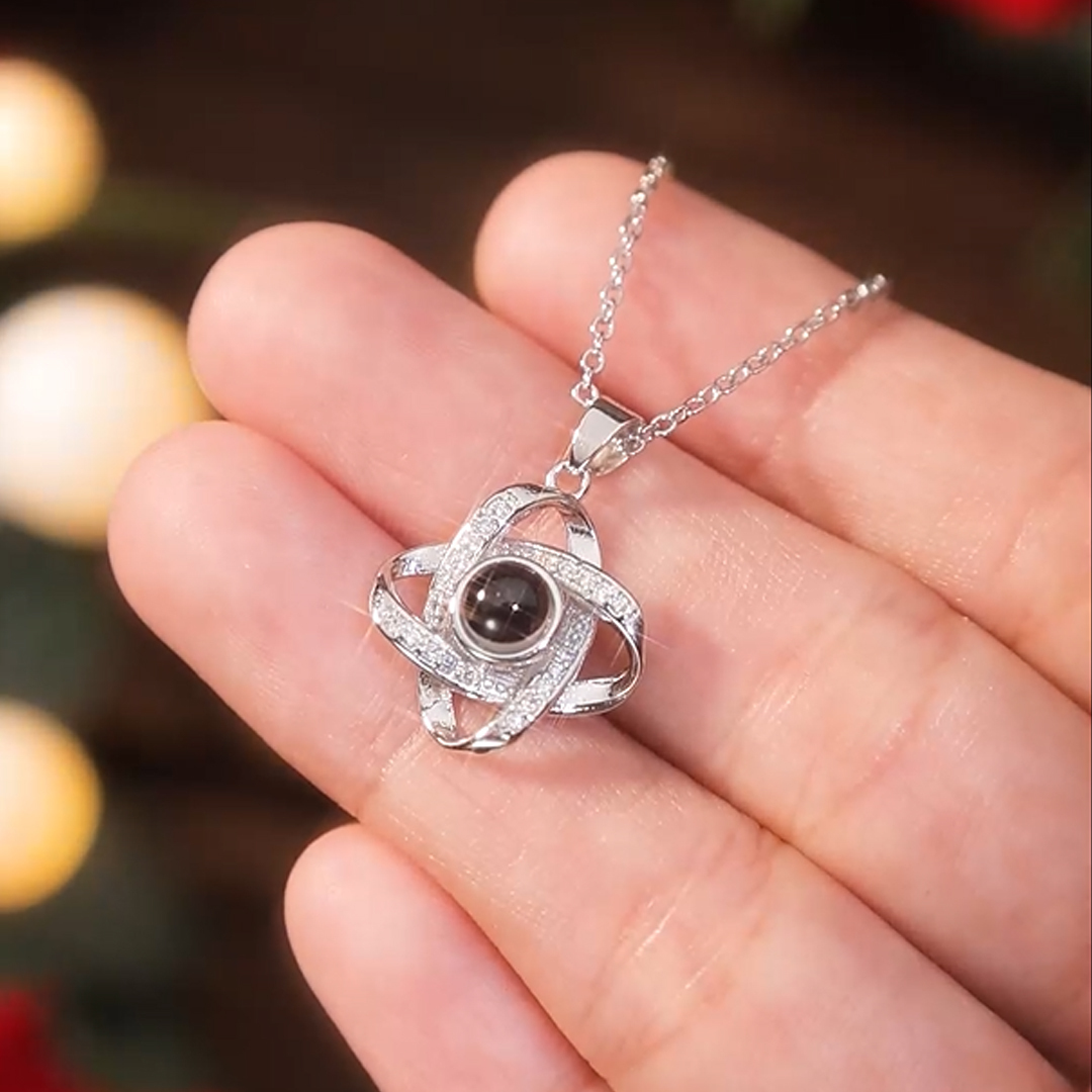 Personalized Photo Projection Necklace Love Knot Pendant Necklace Gift for Her