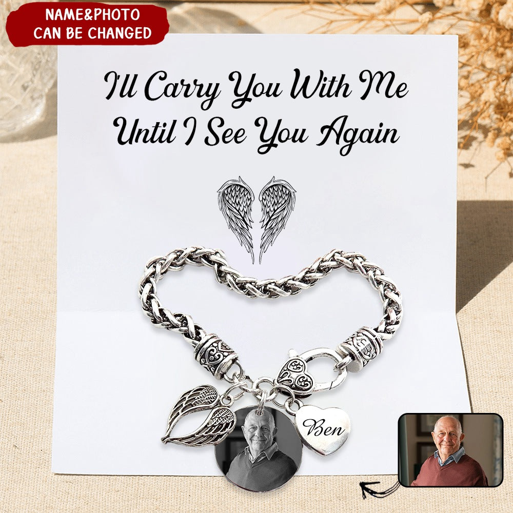 Angel Wing Memorial Bracelet Custom Photo & Name Bracelet Personalized Gifts