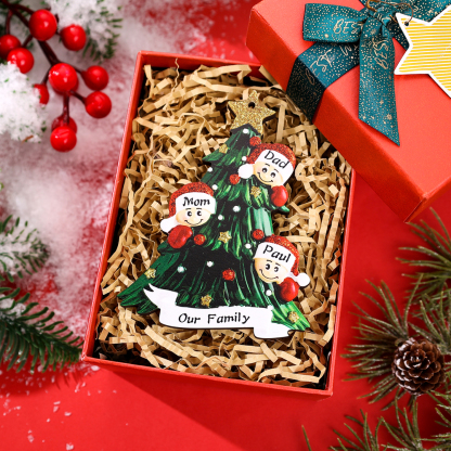 Personalized Family Christmas Ornament Custom 3 Names Hanging Ornament Gifts For Family