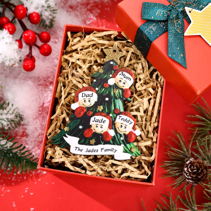 Personalized Family Christmas Ornament Custom 5 Names Hanging Ornament Gifts For Family