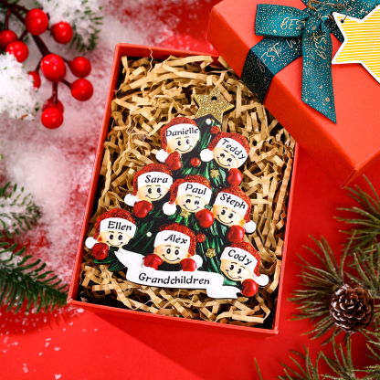 Personalized Family Christmas Ornament Custom 8 Names Hanging Ornament Gifts For Family