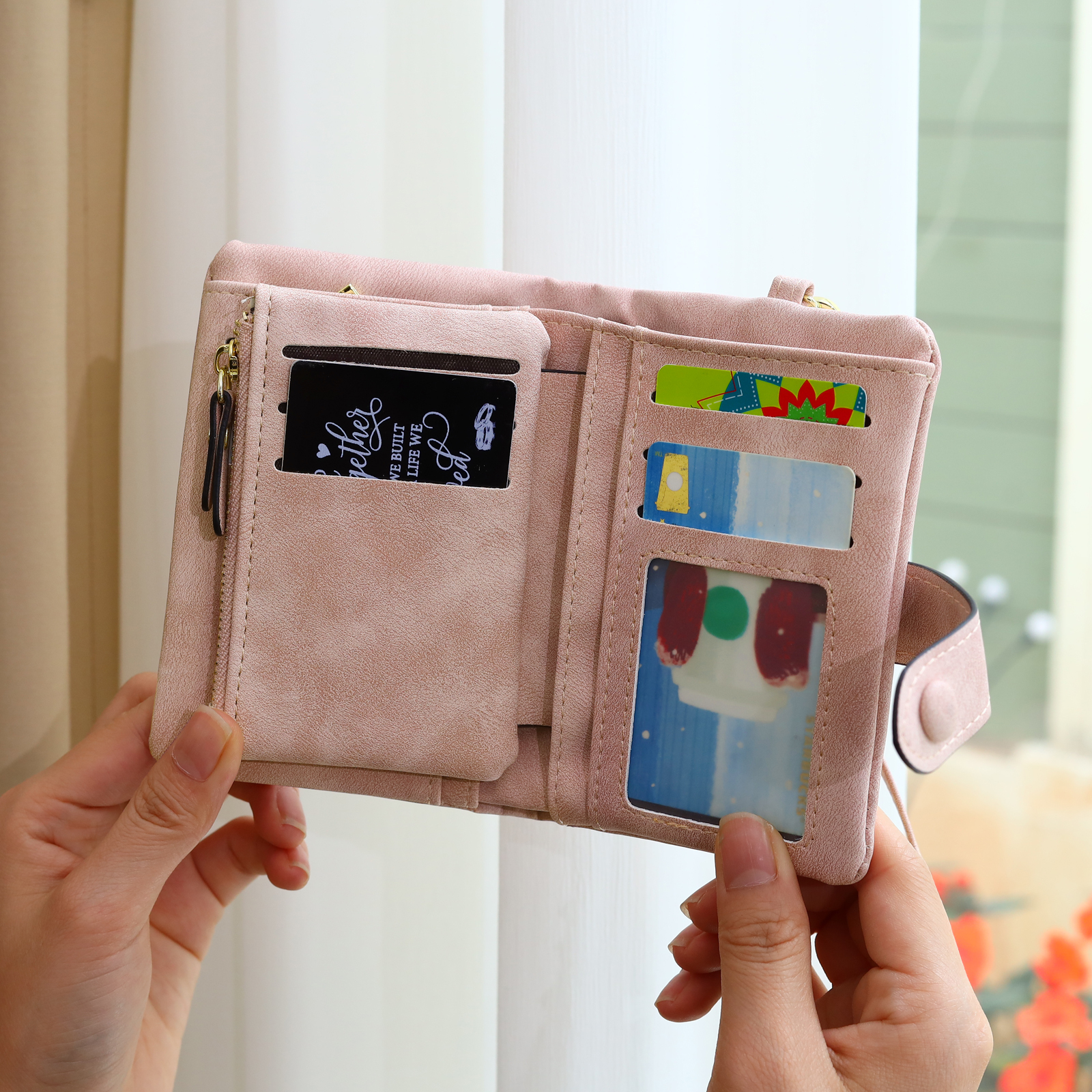 Personalized Women's Leather Wallet Custom 1 Birth Flower & 1 Name Wallet Gift for Her