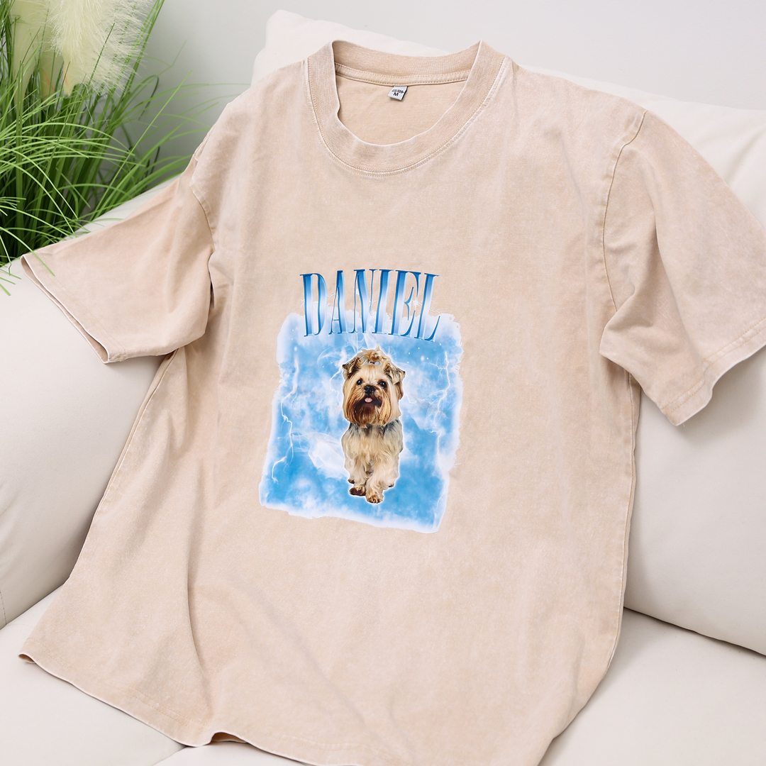 Personalized Name & Photo T-Shirt Custom Clothing Pattern Color Style Pet Short Sleeve Gifts for Him