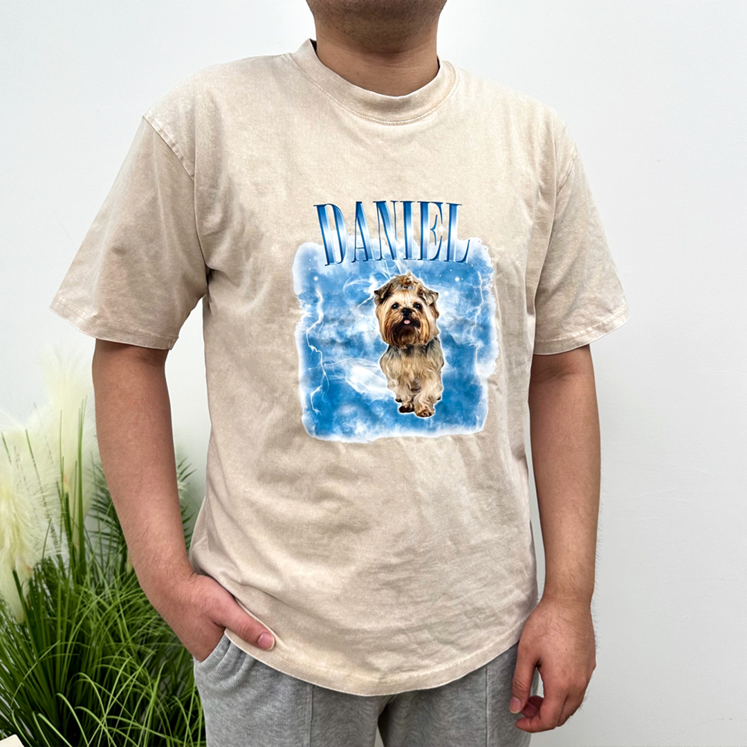 Personalized Name & Photo T-Shirt Custom Clothing Pattern Color Style Pet Short Sleeve Gifts for Him