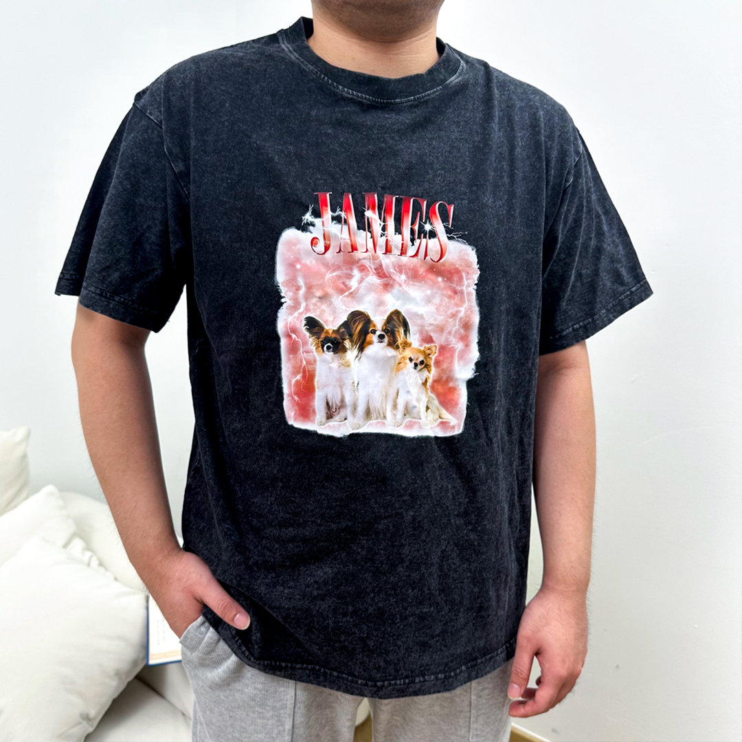 Personalized Name & Photo T-Shirt Custom Clothing Pattern Color Style Pet Short Sleeve Gifts for Him