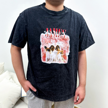 Personalized Name & Photo T-Shirt Custom Clothing Pattern Color Style Pet Short Sleeve Gifts for Him