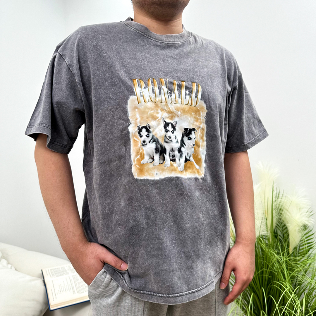 Personalized Name & Photo T-Shirt Custom Clothing Pattern Color Style Pet Short Sleeve Gifts for Him