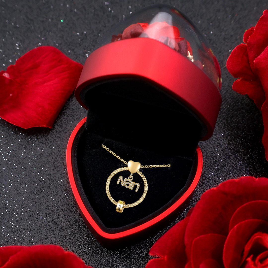 1 Name - Personalized Nan Necklace Custom Name Birthstone Circle Pendant Necklace Christmas Gift for Grandma Nana