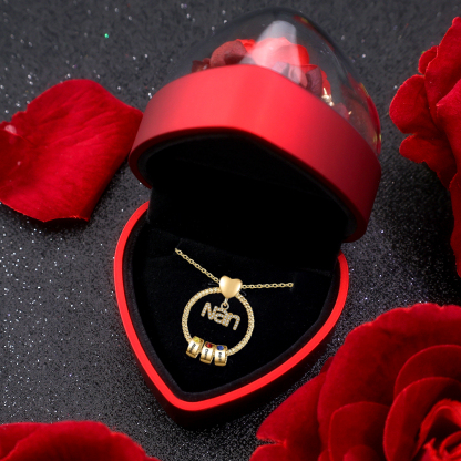 3 Names - Personalized Nan Necklace Custom Names 3 Birthstones Circle Pendant Necklace Christmas Gift for Grandma Nana