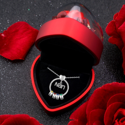 4 Names - Personalized Nan Necklace Custom Names 4 Birthstones Circle Pendant Necklace Christmas Gift for Grandma Nana