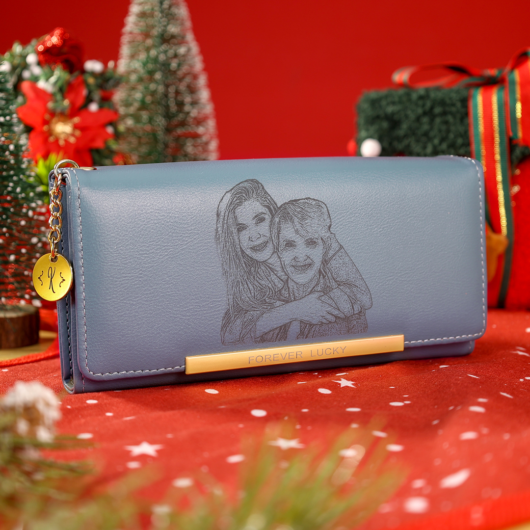 Personalized Women Wallet with Custom Photo and Engraved Letter 