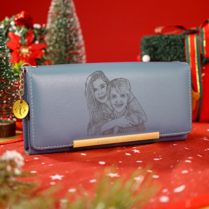 Personalized Women Wallet with Custom Photo and Engraved Letter 