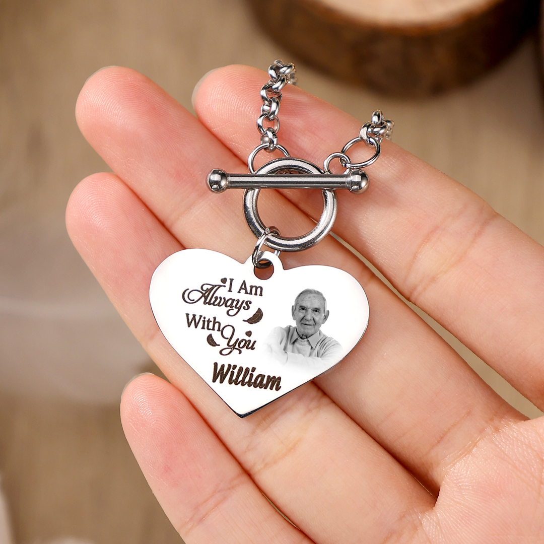 Personalized Memorial Bracelet with Custom Name and Photo I Am Always With You Gift Set for Family Members