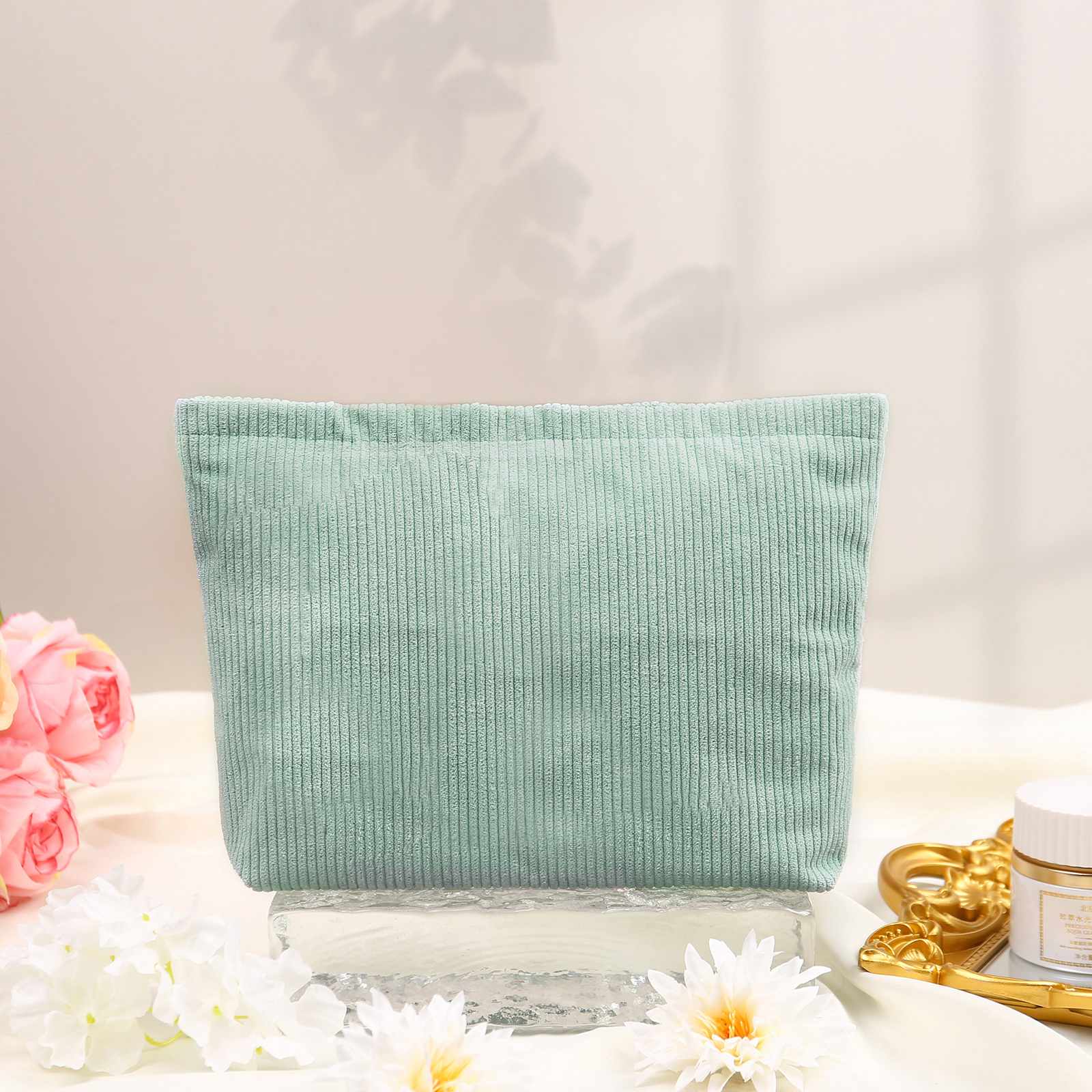 Soft Corduroy Makeup Bag Stylish Cosmetic Pouch Perfect Gift for Her
