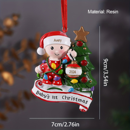 Personalized Christmas Tree Ornaments Customized Name & Date Christmas Decor - Baby's 1st Christmas Gifts