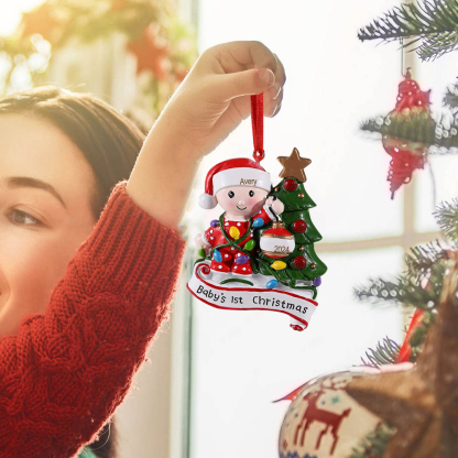 Personalized Christmas Tree Ornaments Customized Name & Date Christmas Decor - Baby's 1st Christmas Gifts