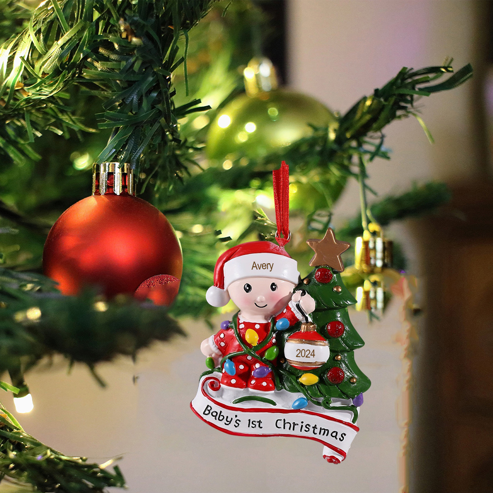 Personalized Christmas Tree Ornaments Customized Name & Date Christmas Decor - Baby's 1st Christmas Gifts