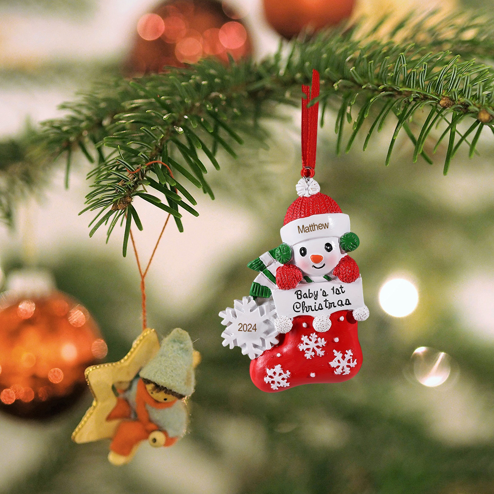 Personalized Christmas Stockings Ornaments Customized Name & Date Christmas Decor - Baby's 1st Christmas Gifts