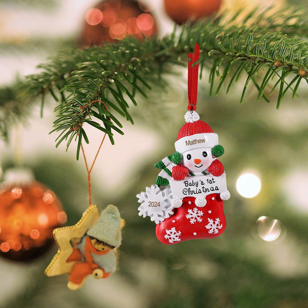Personalized Christmas Stockings Ornaments Customized Name & Date Christmas Decor - Baby's 1st Christmas Gifts