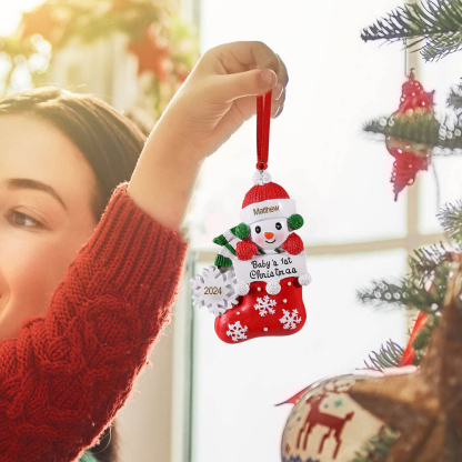 Personalized Christmas Stockings Ornaments Customized Name & Date Christmas Decor - Baby's 1st Christmas Gifts