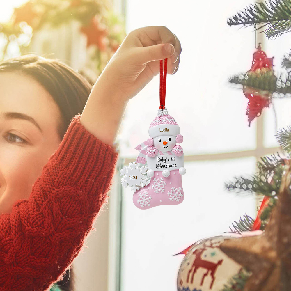 Personalized Christmas Stockings Ornaments Customized Name & Date Christmas Decor - Baby's 1st Christmas Gifts