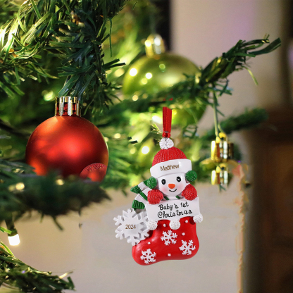 Personalized Christmas Stockings Ornaments Customized Name & Date Christmas Decor - Baby's 1st Christmas Gifts