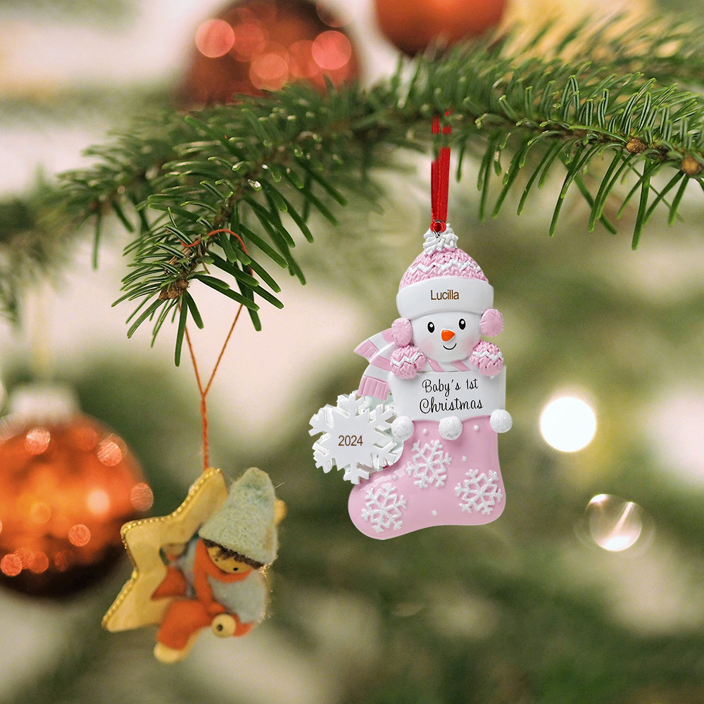 Personalized Christmas Stockings Ornaments Customized Name & Date Christmas Decor - Baby's 1st Christmas Gifts