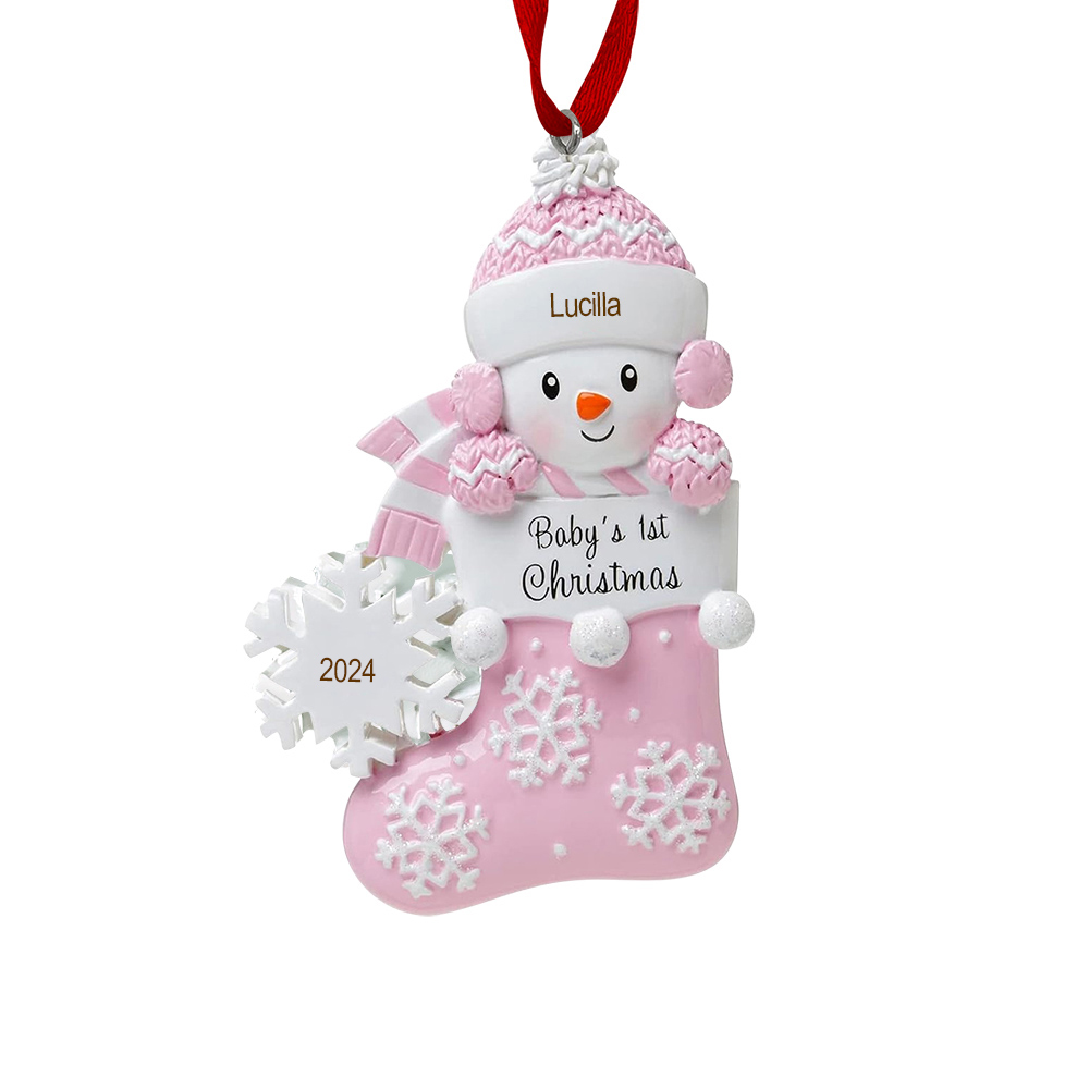 Personalized Christmas Stockings Ornaments Customized Name & Date Christmas Decor - Baby's 1st Christmas Gifts