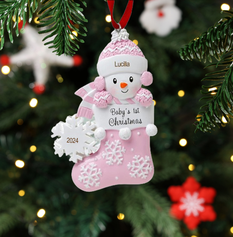 Personalized Christmas Stockings Ornaments Customized Name & Date Christmas Decor - Baby's 1st Christmas Gifts