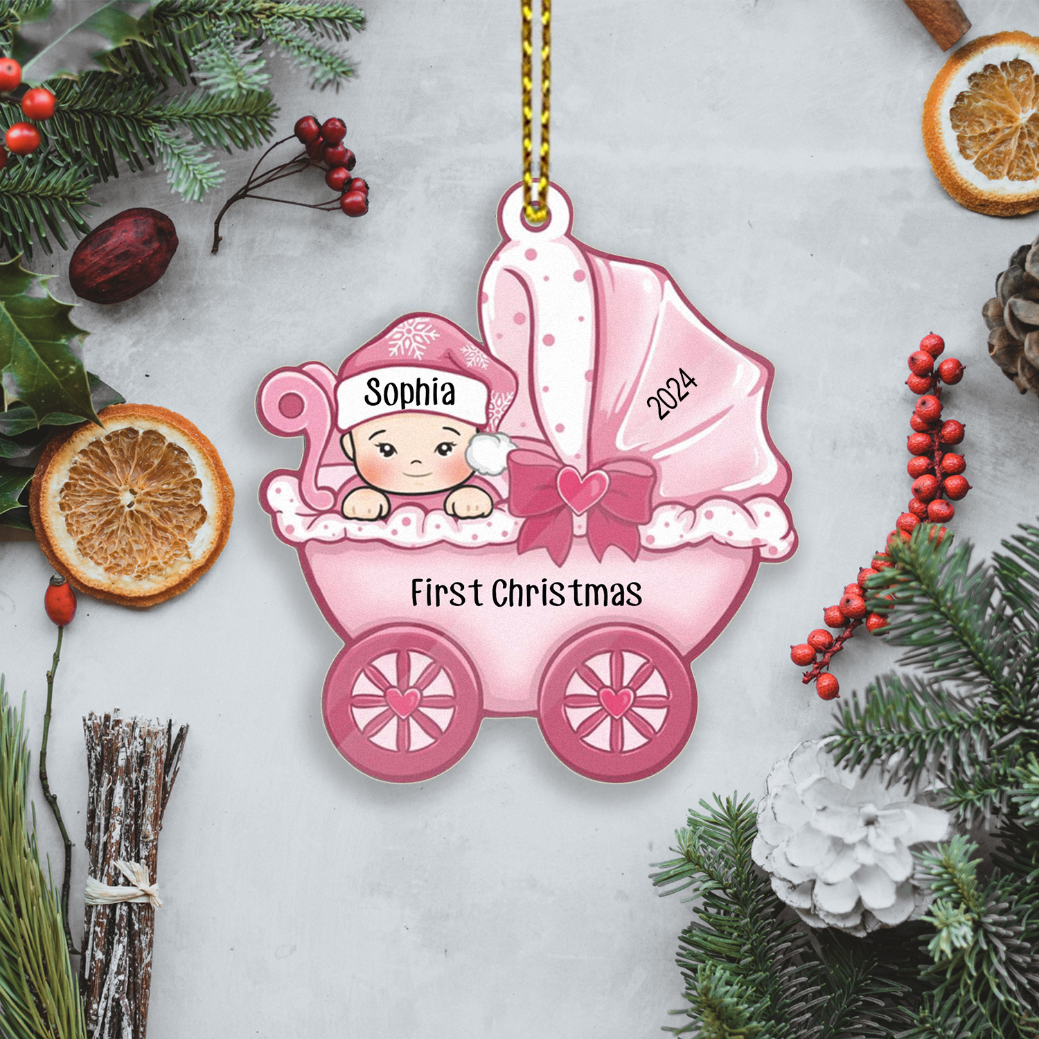 Personalized Baby First Christmas Ornament Wooden Ornament Gifts for Family