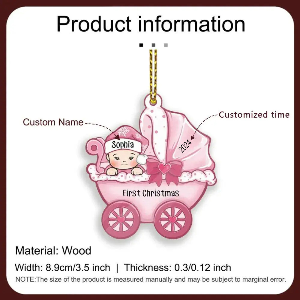 Personalized Baby First Christmas Ornament Wooden Ornament Gifts for Family